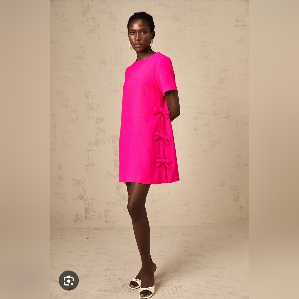 Miss Rosier Chanelle pink bow-detail mini dress size S NEW